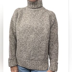 Y2K Express Wool Blend Turtleneck Sweater Gray Marled Chunky Knit Size Large